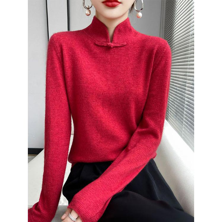 Casandra® | Elegant women's knitted sweater with stand-up collar