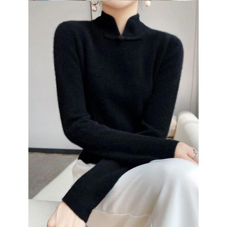 Casandra® | Elegant women's knitted sweater with stand-up collar