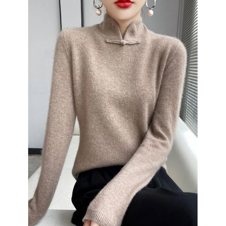 Casandra® | Elegant women's knitted sweater with stand-up collar