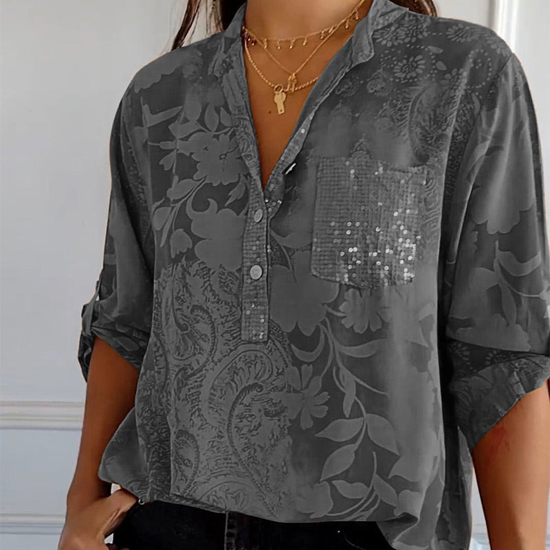 Bubis® | Elegant Printed Blouse With Front Pocket