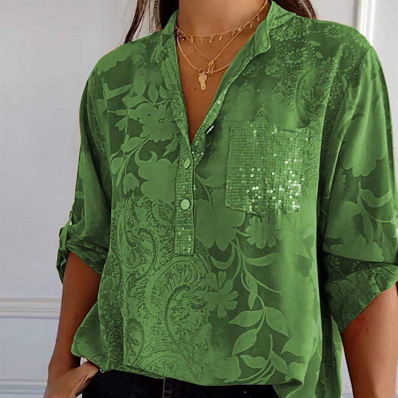 Bubis® | Elegant Printed Blouse With Front Pocket