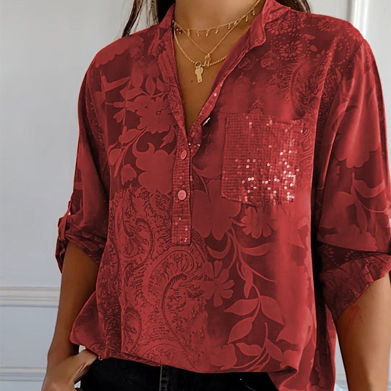 Bubis® | Elegant Printed Blouse With Front Pocket