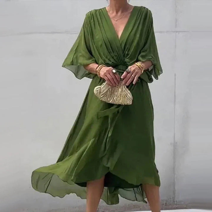 Ana® | Ava midi dress with V-neck and loose sleeves