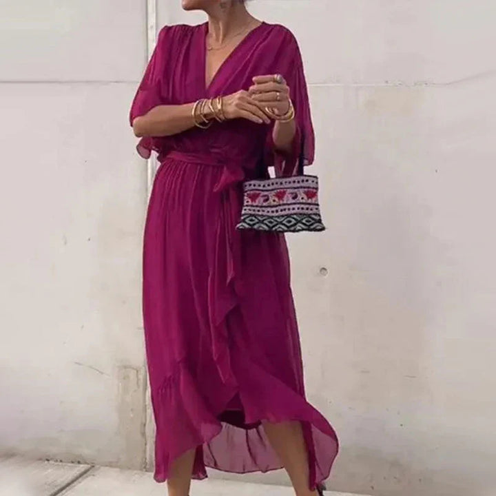 Ana® | Ava midi dress with V-neck and loose sleeves