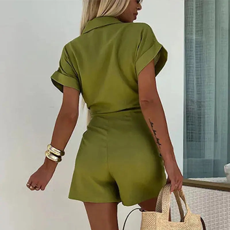 Camila® | Short-sleeved V-neck jumpsuit