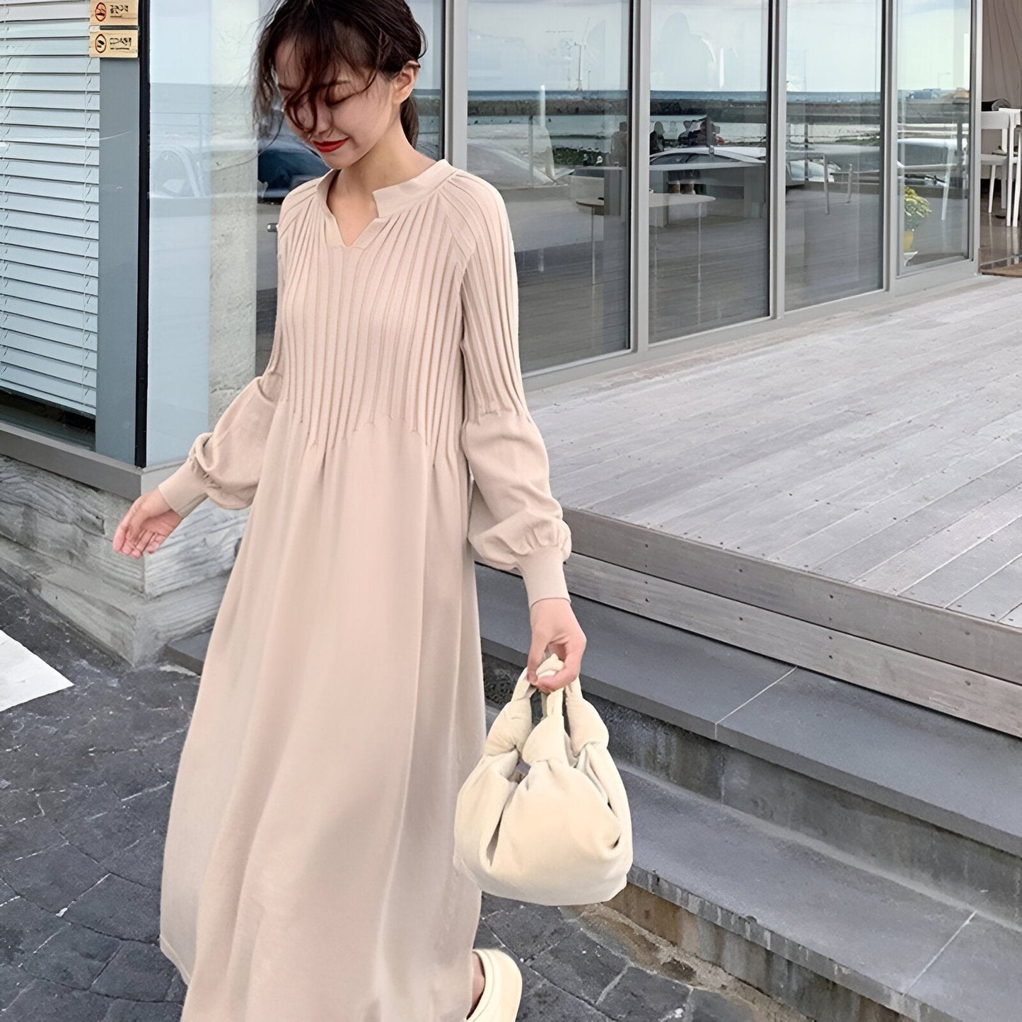 Elisa® | Long sleeve knitted maxi dress