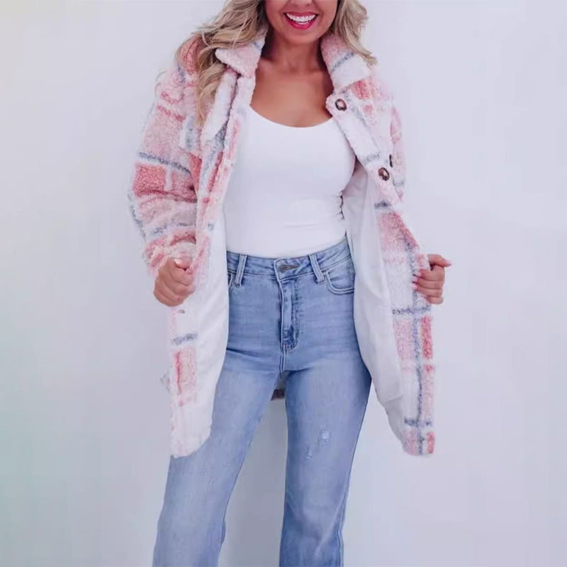 Carina® | Checked teddy jacket for women