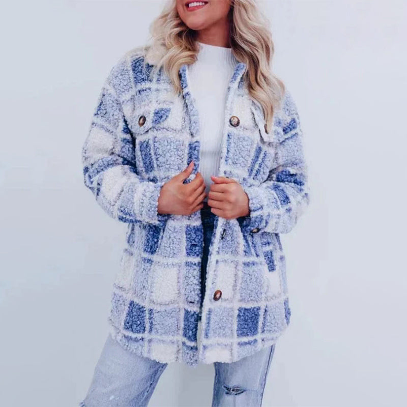 Carina® | Checked teddy jacket for women