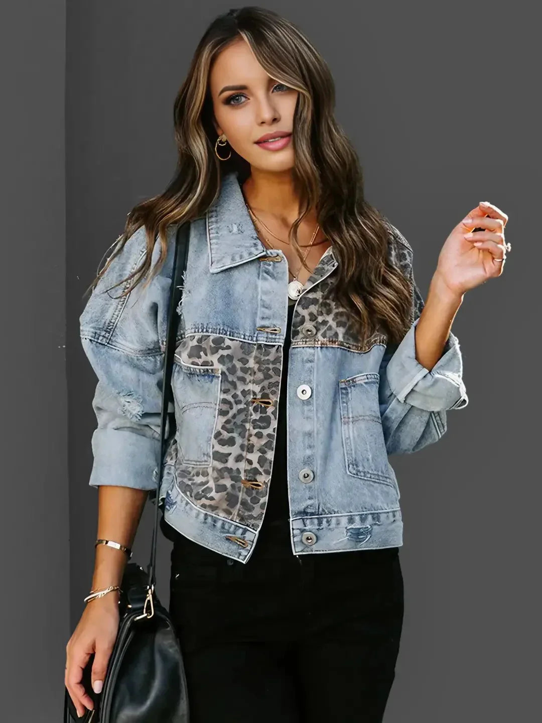 Antonia® | Leopard Print Denim Jacket