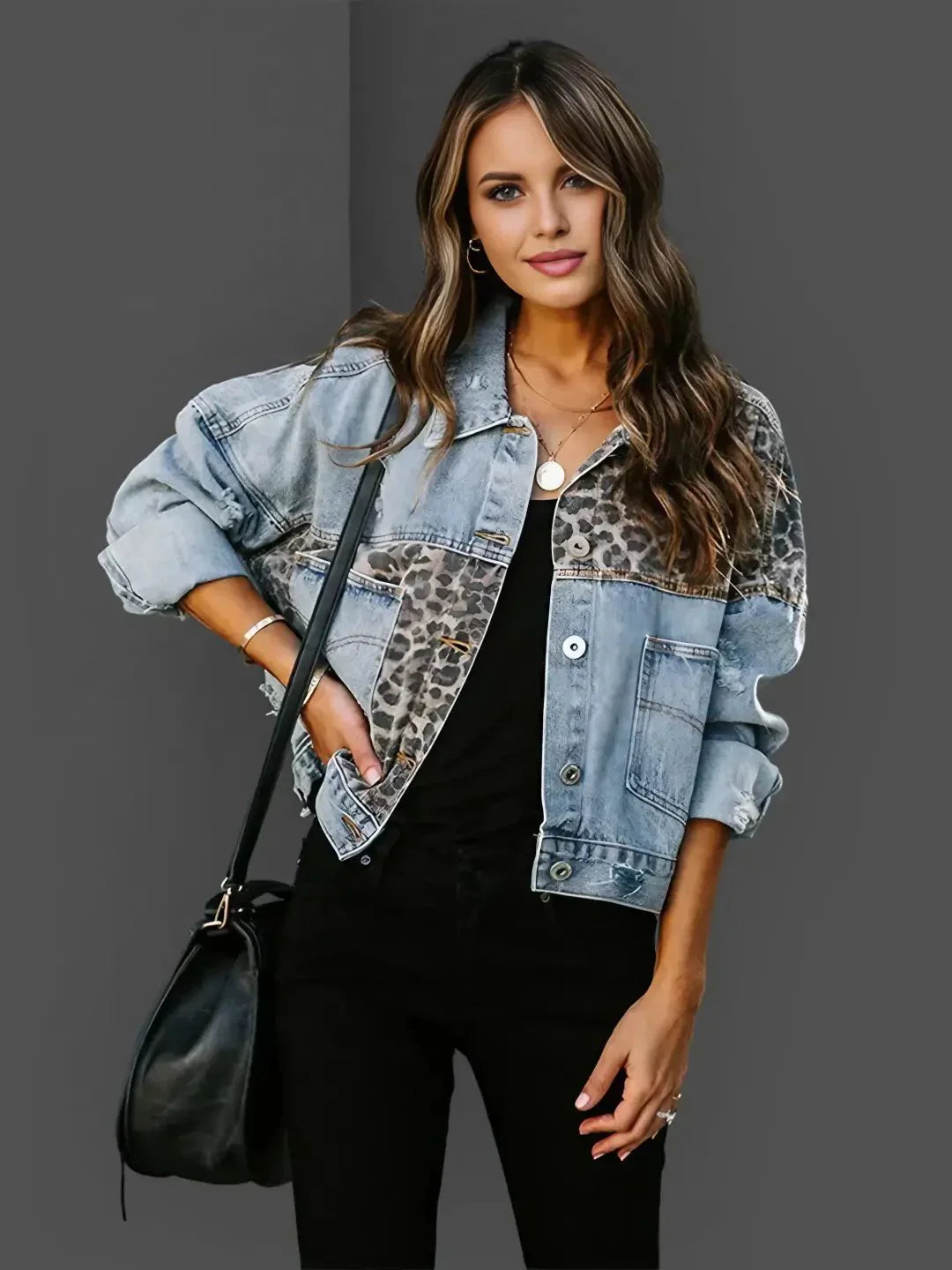 Antonia® | Leopard Print Denim Jacket