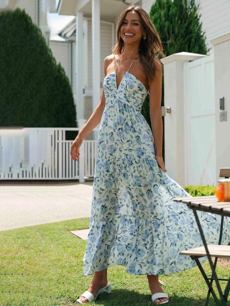 Blanca® | Halterneck Maxi Summer Dress With Floral Print