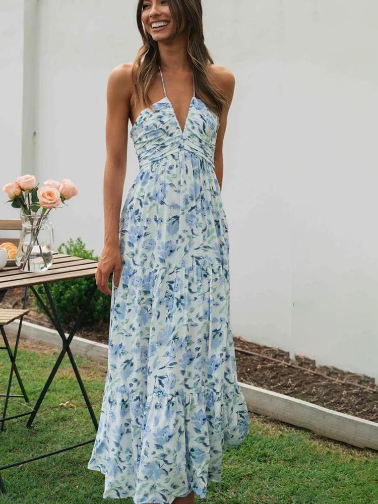Blanca® | Halterneck Maxi Summer Dress With Floral Print