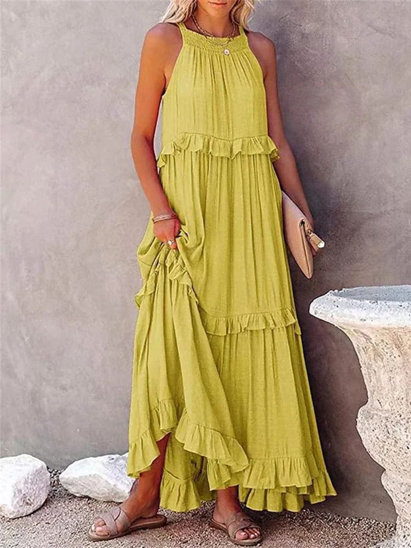 Bellamy® | Yellow Loose Elegant Summer Dresses Women Maxi