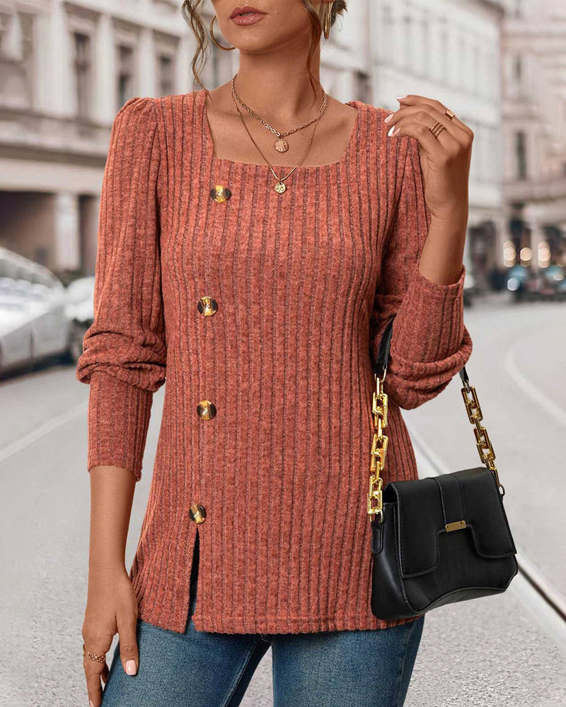 Belinda® | Elegant ribbed top with button details