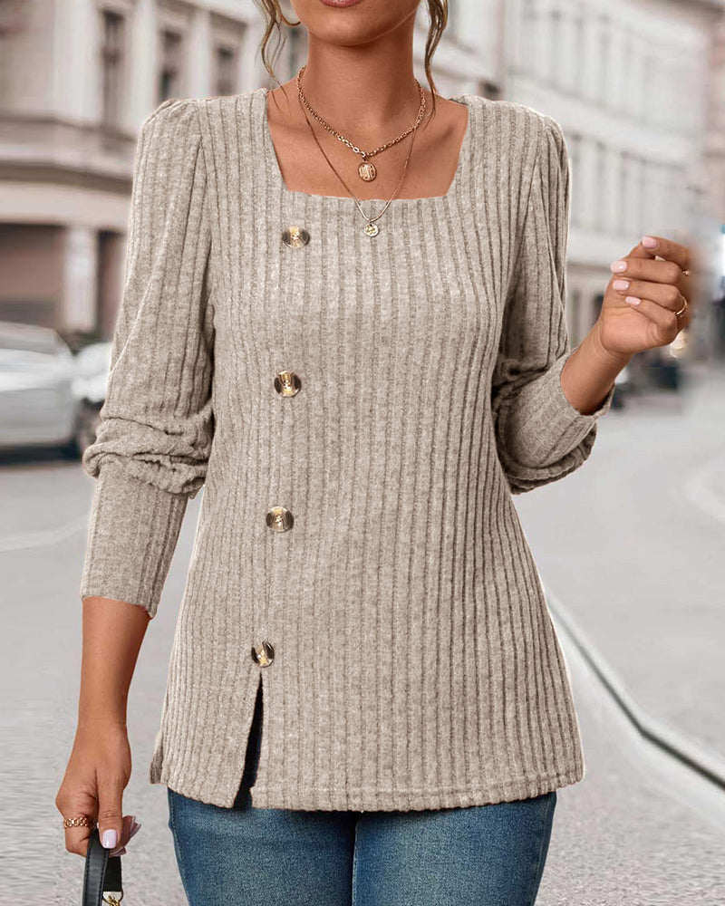 Belinda® | Elegant ribbed top with button details