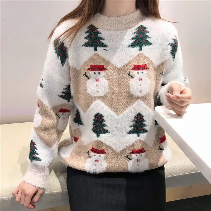 Celia® | Christmas sweater with Santa Claus and Christmas tree motifs