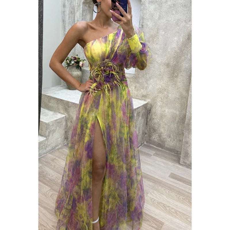 Norma | Elegant Maxi Dress in Sheer Floral Design