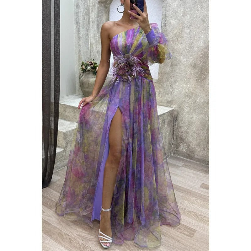 Norma | Elegant Maxi Dress in Sheer Floral Design