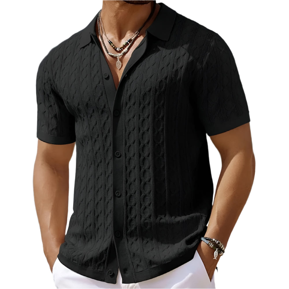 David | Retro Stylish Jacquard Knit Polo for Men