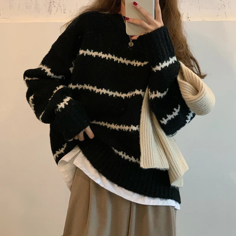 Celine® | Women's long-sleeved sweater with a striped print