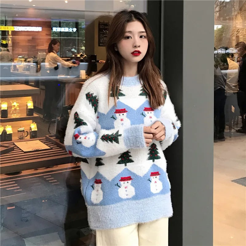 Celia® | Christmas sweater with Santa Claus and Christmas tree motifs