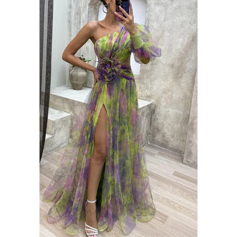 Norma | Elegant Maxi Dress in Sheer Floral Design