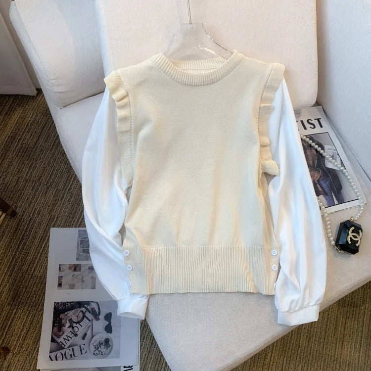 Carolina® | Women's knitted vest with ruffle detail