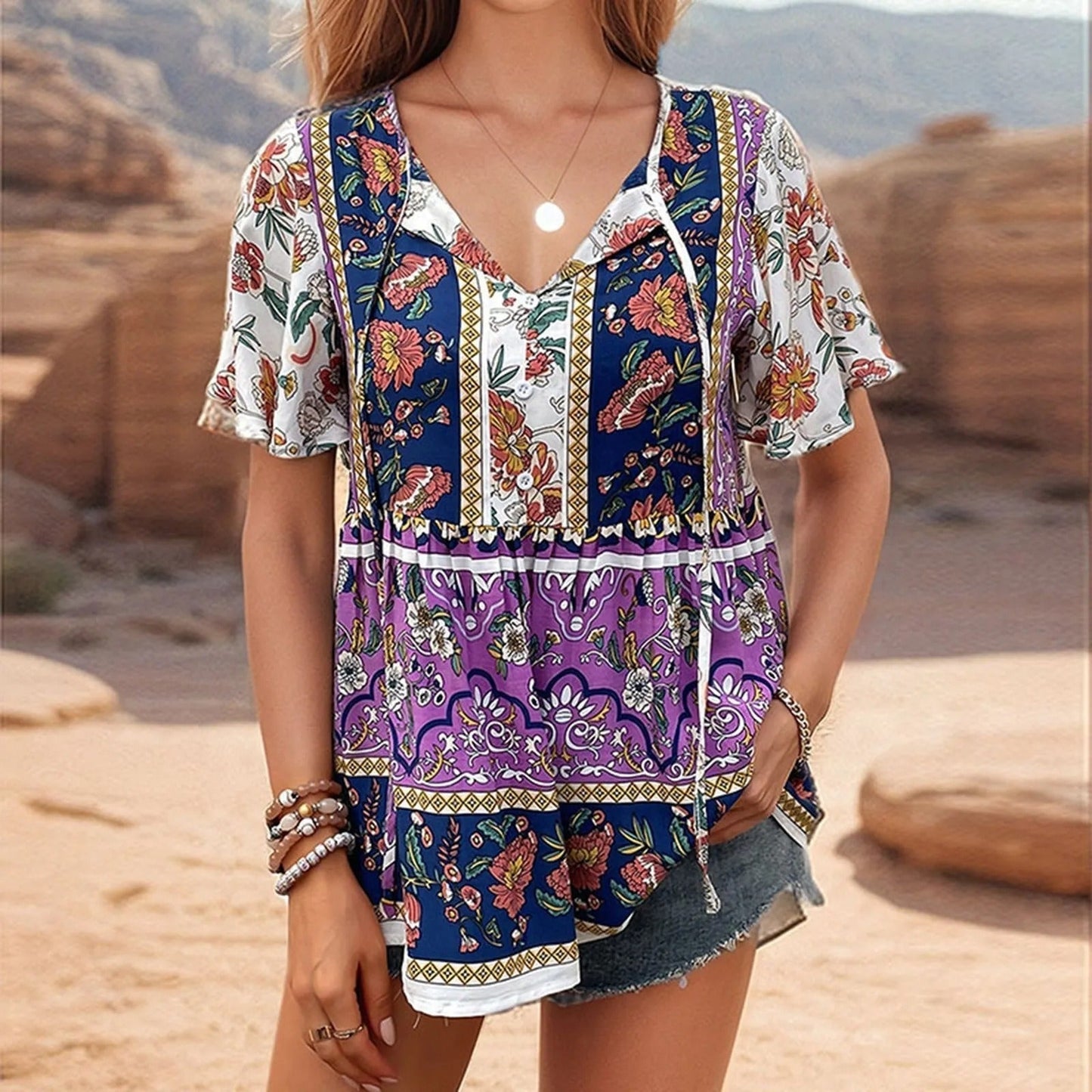 Brumfit® | Blouse With Boho Flowers