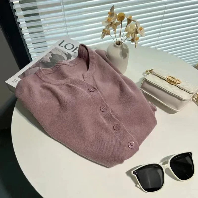 Claudia® | Indigo cashmere cropped sweater for women