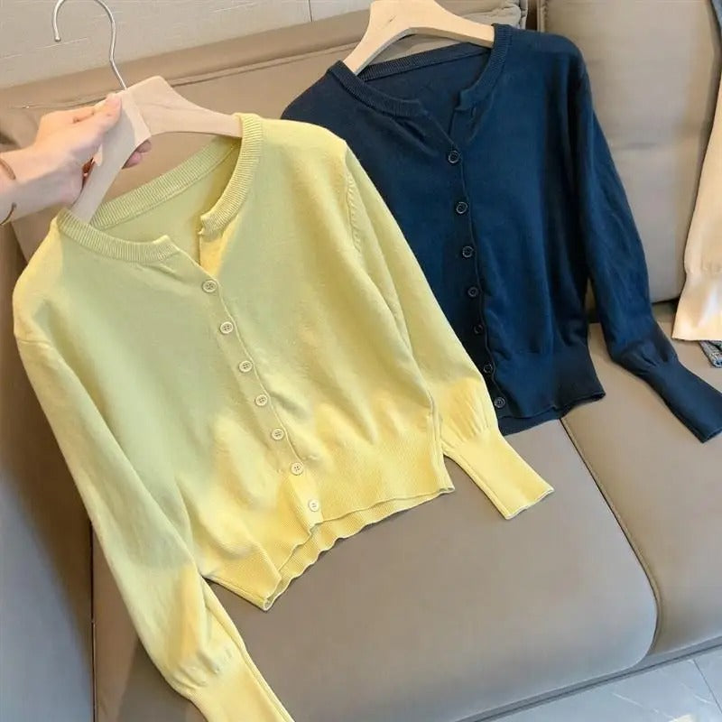 Claudia® | Indigo cashmere cropped sweater for women