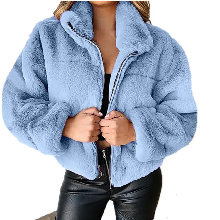 Eduarda | Winter fleece jacket with zip and stand-up collar