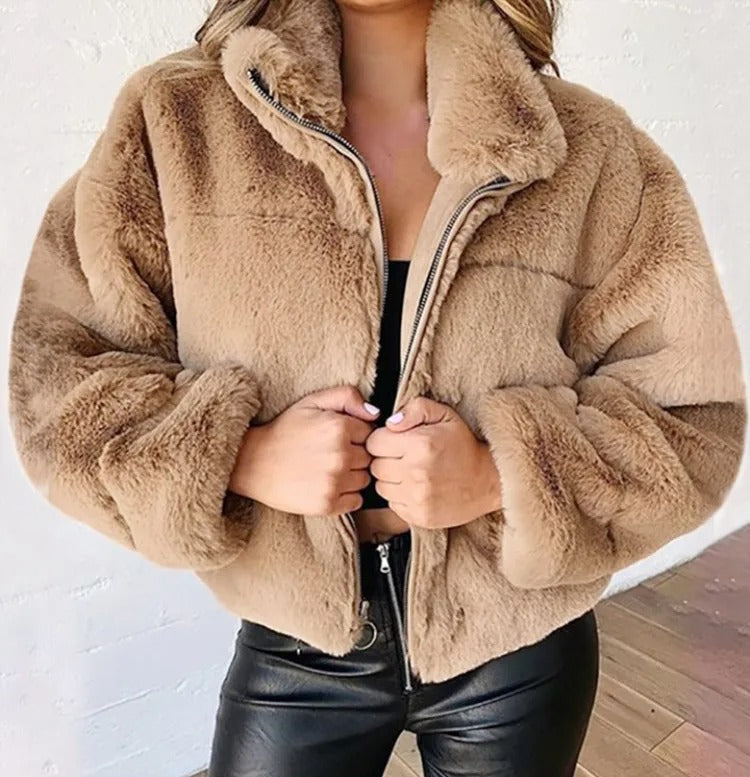 Eduarda | Winter fleece jacket with zip and stand-up collar