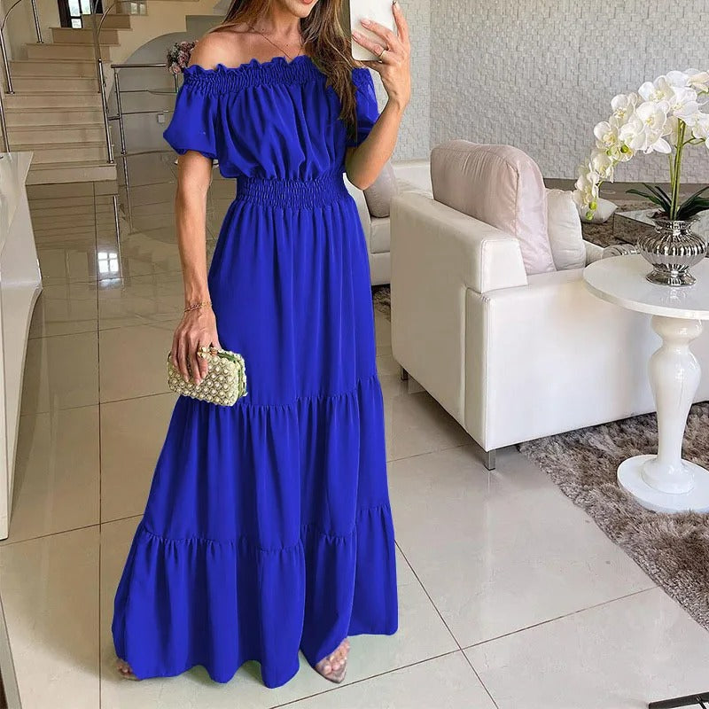 Calypso® | Chloe Long off-the-shoulder dress