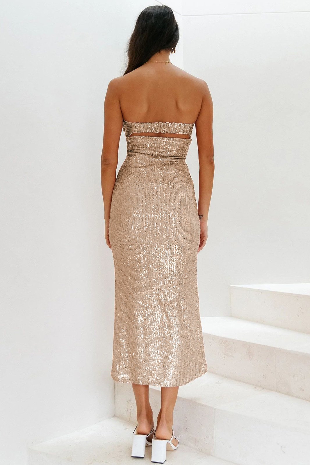 Amelia® | Strapless Midi Dress With Sequins