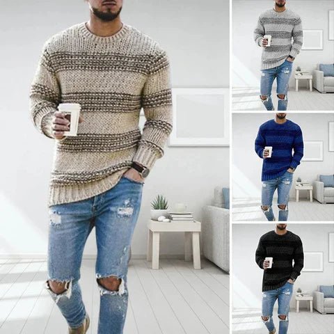 Elliott | Men's Striped Crew Neck Long Sleeve Sweater