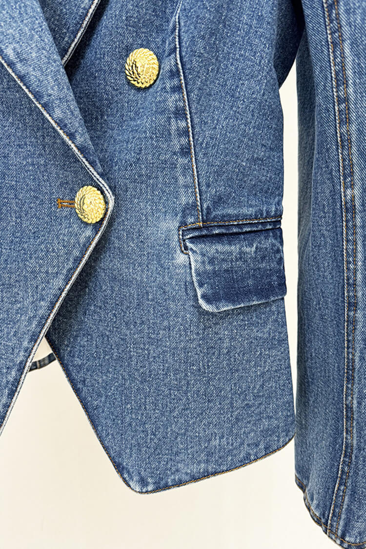 Cayetana | Vintage gold button denim jacket, high waist tulip skirt, two piece dress