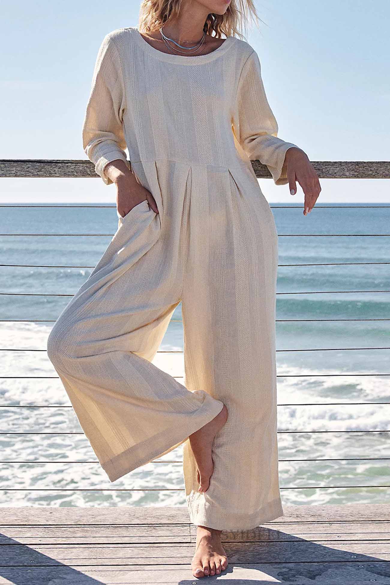 Eleonora® | Long-sleeved overalls with a round neckline