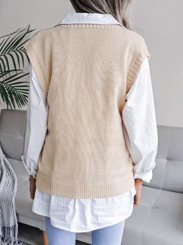 Eliana® | Women'S Hollow-Out Fried Dough V-Neck Knitted Sweater