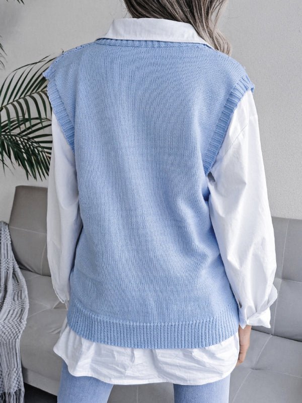 Eliana® | Women'S Hollow-Out Fried Dough V-Neck Knitted Sweater