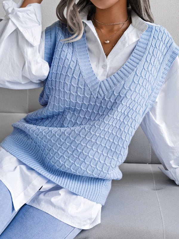 Edna® | Women'S V-Neck Fried Dough Casual Loose Knit Sweater