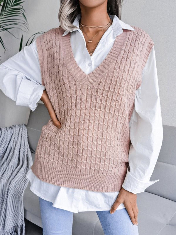 Edna® | Women'S V-Neck Fried Dough Casual Loose Knit Sweater