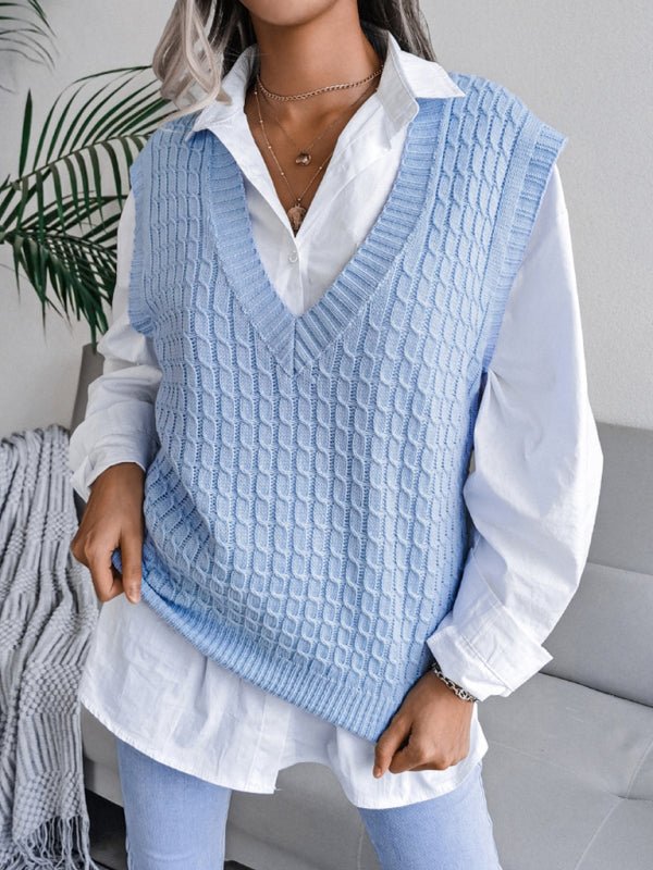 Edna® | Women'S V-Neck Fried Dough Casual Loose Knit Sweater