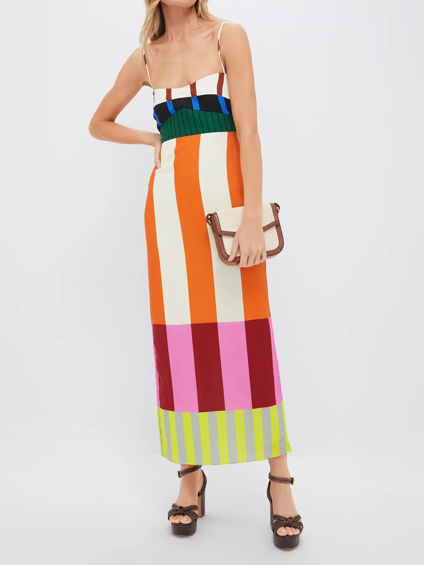 Theresa | Vibrant Geometric Striped Maxi Dress