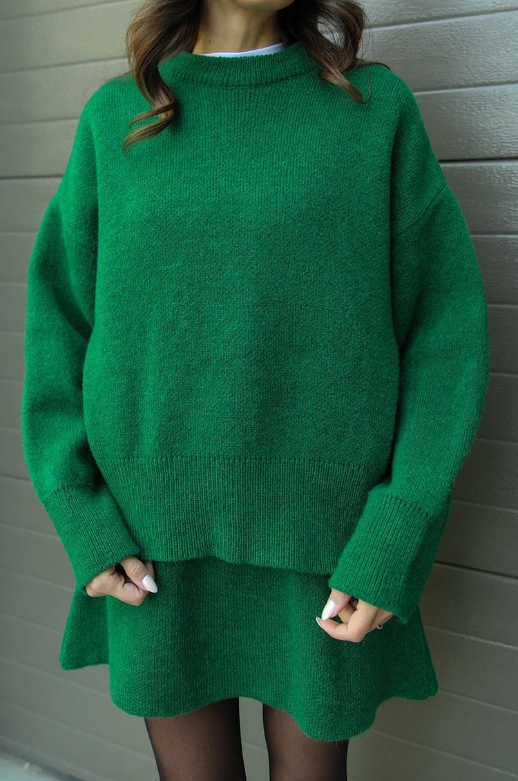 Dominique | Women's Oversized Mini Sweater Skirt Set